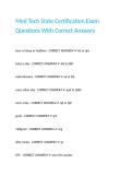 Med Tech State Certification Exam Questions With Correct Answers