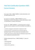 Med Tech Certification Questions With Correct Answers