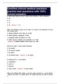 Certified clinical medical assistant practice test questions with 100&percnt; correct answers