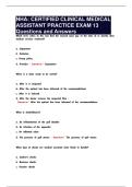 NHA&colon; CERTIFIED CLINICAL MEDICAL ASSISTANT PRACTICE EXAM 13 Questions and Answers