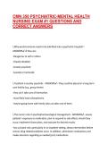 CMN 350 PSYCHIATRIC-MENTAL HEALTH NURSING EXAM &num;1 QUESTIONS AND CORRECT ANSWERS
