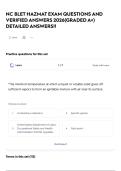 NC BLET HAZMAT EXAM QUESTIONS AND VERIFIED ANSWERS 2026&lpar;GRADED A&plus;&rpar; DETAILED ANSWERS&excl;&excl;