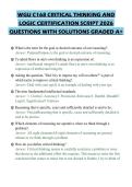 WGU C168 CRITICAL THINKING AND LOGIC CERTIFICATION SCRIPT 2026 QUESTIONS WITH SOLUTIONS GRADED A&plus;