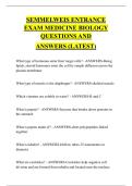 SEMMELWEIS ENTRANCE  EXAM MEDICINE BIOLOGY  QUESTIONS AND  ANSWERS &lpar;LATEST&rpar;