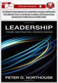 Test Bank for Introduction to Leadership&colon; Concepts and Practice 7th Edition by Peter G&period; Northouse &vert; Complete All Chapters Exam Questions & Verified Answers Guide