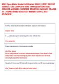 NAUI Open Water Scuba Certification EXAM &vert;&vert; MOST RECENT  EXAM ACTUAL COMPLETE REAL EXAM QUESTIONS AND  CORRECT ANSWERS &lpar;VERIFIED ANSWERS&rpar; ALREADY GRADED  A&plus; &vert; GUARANTEED SUCCESS&excl;&excl; NEWEST EXAM &vert; JUST  RELEASED&excl;&excl;
