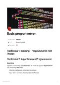 Samenvatting basis programmeren 