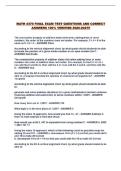 MATH 4370 FINAL EXAM TEST QUESTIONS AND CORRECT ANSWERS 100&percnt; VERIFIED 2026-2027&excl;&excl;