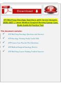 ATI Med-Surg Oncology Questions with Correct Answers 2026&ndash;2027 &vert; Latest Medical-Surgical Nursing Cancer Care Study Guide & Practice Test