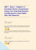 A&P 1 - Exam 1 - Chapters 1-3 Cumulative Review &vert; Comprehensive Practice Test &vert; Study Guide Questions & Verified Answers &vert; Latest Update 2026 &vert; 2027 &lpar;Rated A&plus;&rpar;      