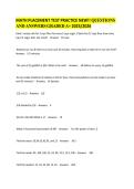 MATH PLACEMENT TEST PRACTICE NEW&excl;&excl; QUESTIONS AND ANSWERS GRADED A&plus; 2025&sol;2026