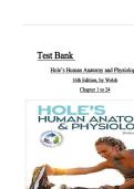 Test Bank for Hole&rsquo;s Human Anatomy and Physiology&comma; 16th Edition&comma; Charles Welsh&comma; Cynthia Prentice-Craver All 24 Chapters Covered and verified ISBN&colon;9781264262885 Newest Edition
