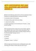 MTTC CERTIFICATION TEST 2026 FULL QUESTIONS AND ANSWERS GRADED A&plus; 