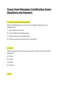Texas Food Manager Certification Exam Questions and Answers&vert; Latest Update 2026&sol;2027
