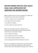 NSG4100 NURSING PRACTICE ADULT HEALTH  EXAM 3 2026 CERTIFICATION TEST  QUESTIONS AND ANSWERS UPDATED 