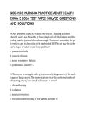 NSG4100 NURSING PRACTICE ADULT HEALTH  EXAM 3 2026 TEST PAPER SOLVED QUESTIONS  AND SOLUTIONS 