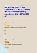 A&P II FINAL EXAM STUDY &vert; COMPLETE ACCURATE QUIZZES WITH VERIFIED ANSWERS &vert; Latest Update 2026 &vert; 2027 &lpar;RATED A&plus;&rpar;      