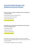 Texas Food safety Managers Test Questions and Correct Answers&vert; 2026&sol;2027 Updated