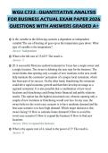 WGU C723 - QUANTITATIVE ANALYSIS FOR BUSINESS ACTUAL EXAM PAPER 2026 QUESTIONS WITH ANSWERS GRADED A&plus;