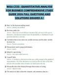 WGU C723 - QUANTITATIVE ANALYSIS FOR BUSINESS COMPREHENSIVE STUDY GUIDE 2026 FULL QUESTIONS AND SOLUTIONS GRADED A&plus;