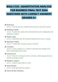 WGU C723 - QUANTITATIVE ANALYSIS FOR BUSINESS FINAL TEST 2026 QUESTIONS WITH CORRECT ANSWERS GRADED A&plus;