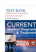 TEST BANK FOR CURRENT Medical Diagnosis & Treatment 2026 65th Edition by Maxine A&period; Papadakis&comma; Michael W&period; Rabow&comma; Kenneth R&period; McQuaid ISBN&colon;978-1266135545 COMPLETE GUIDE ALL CHAPTERS COVERED 100&percnt; VERIFIED A&plus; GRADE ASSURED &excl;&excl;&excl;&excl;&excl;&excl;NEW LATEST UPDATE&excl;&excl;&excl;&excl;&excl;