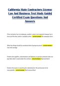 California State Contractors License Law And Business Test Study Guide&vert; Certified Exam Questions And Answers