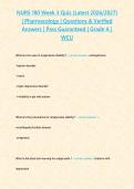 NURS 180 Week 3 Quiz &lpar;Latest 2026&sol;2027&rpar; &vert; Pharmacology &vert; Questions & Verified Answers &vert; Pass Guaranteed &vert; Grade A &vert; WCU