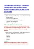 Certified Building Official &lpar;CBO&rpar; Practice Exam  Questions With Correct Answers &lpar;Verified  Answers&rpar; Plus Rationales 2026 Q&A &vert; Instant  Download Pdf 