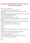 Bartender Test Exam &lpar;2026&sol;2027&rpar; &ndash; Questions and Correct Answers 100&percnt; Verified Study Material