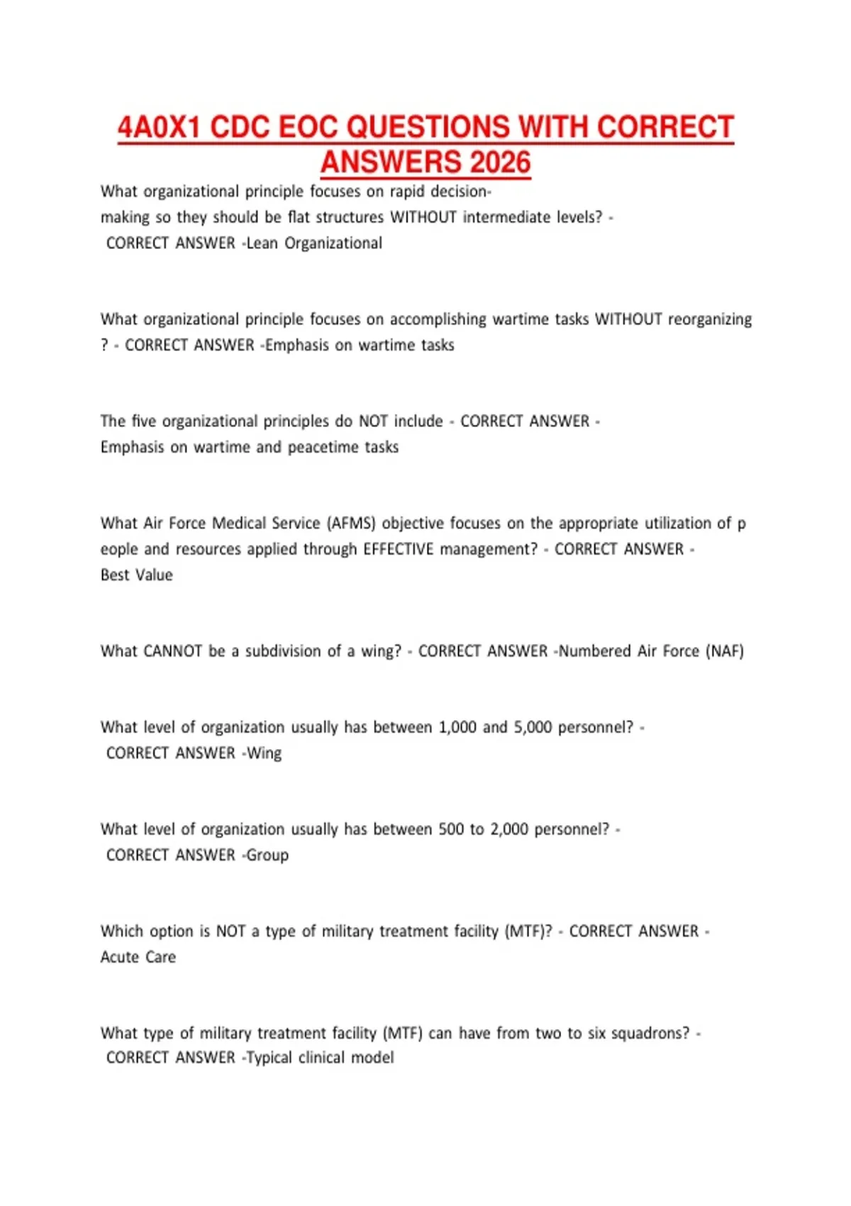 4A0X1 CDC EOC QUESTIONS WITH CORRECT ANSWERS 2026 - 4A0X1 CDC EOC ...