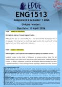 ENG1513 Assignment 2 &lpar;ANSWERS&rpar; Semester 1 2026 - DISTINCTION GUARANTEED