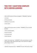 TMCI TEST 1 QUESTIONS COMPLETE WITH VERIFIED ANSWERS
