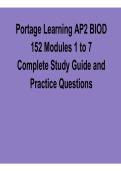 Portage Learning AP2 BIOD 152 Modules 1 to 7 Complete Study Guide and Practice Questions 2025&sol; 2026