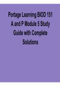 Portage Learning BIOD 151 A and P Module 5 Study Guide with Complete Solutions 2025&sol; 2026