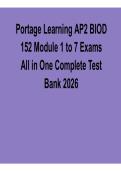 Portage Learning AP2 BIOD 152 Module 1&ndash;7 Exams &ndash; Complete Test Bank &ndash; Latest 2026 Study Guide & Practice Questions