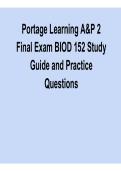 Portage Learning Anatomy & Physiology II Final Exam &ndash; BIOD 152 Study Guide & Practice Questions &ndash; Latest 2026 Review