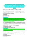 ADJUSTER PRO INSURANCE ADJUSTER TEST 2026 &vert; Updated Questions and Answers 2026&sol;2027 &vert; Verified Edition &vert; Claims Adjuster Certification &vert; Pass Guaranteed - A&plus; Graded