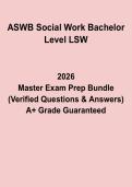 ASWB Bachelor Level LSW Exam Questions & Answers &vert; Study Guide PDF