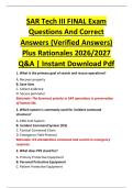 SAR Tech III FINAL Exam  Questions And Correct  Answers &lpar;Verified Answers&rpar;  Plus Rationales 2026&sol;2027  Q&A &vert; Instant Download Pdf