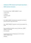 Alabama OTPC Study Cards Exam Questions With Correct Answers 