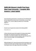 NURS 684 Women&rsquo;s Health Final Exam West Coast University &vert; Complete With Answers&vert; Latest Update 2026&sol;27