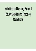 Nutrition in Nursing Exam 1 &ndash; Study Guide & Practice Questions &ndash; Latest 2026 Review