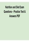 Nutrition and Diet Exam Questions &ndash; Practice Test & Answers PDF &ndash; Latest 2026 Study Guide & Review