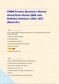 CRRN Practice Questions &vert; Newest Actual Exam Review Q&A with Definitive Solutions &vert; 2026 &vert; 2027 &lpar;Rated A&plus;&rpar;