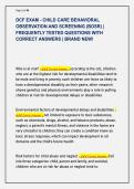 DCF EXAM - CHILD CARE BEHAVIORAL  OBSERVATION AND SCREENING &lpar;BOSR&rpar; &vert;  FREQUENTLY TESTED QUESTIONS WITH  CORRECT ANSWERS &vert; BRAND NEW&excl;