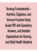 Nursing Fundamentals &ndash; Nutrition&comma; Digestion & Immune Function Study Guide PDF with Questions &ndash; Latest 2026 Review