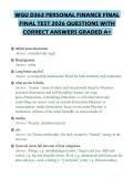 WGU D363 PERSONAL FINANCE FINAL FINAL TEST 2026 QUESTIONS WITH CORRECT ANSWERS GRADED A&plus;