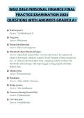 WGU D363 PERSONAL FINANCE FINAL PRACTICE EXAMINATION 2026 QUESTIONS WITH ANSWERS GRADED A&plus;