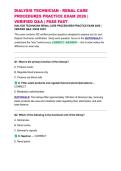 DIALYSIS TECHNICIAN - RENAL CARE PROCEDURES PRACTICE EXAM 2026 &vert; VERIFIED Q&A &vert; PASS FAST